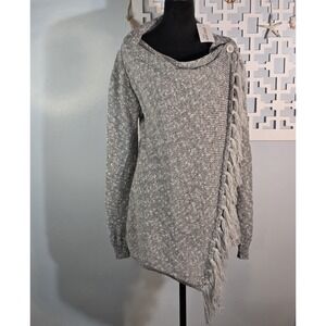 CEASIKERY Womens Tassel Hem Sweater Long Cardigan Knitwer Pullover Poncho Coat M